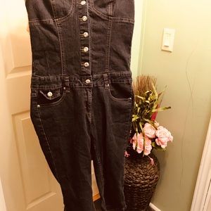 STRAPLESS BLUE JEANS CAPRI Jumpsuit